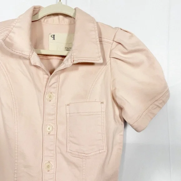 Pilcro X Anthropologie The Kit Utility Romper Pink Rose Denim Blush Coverall